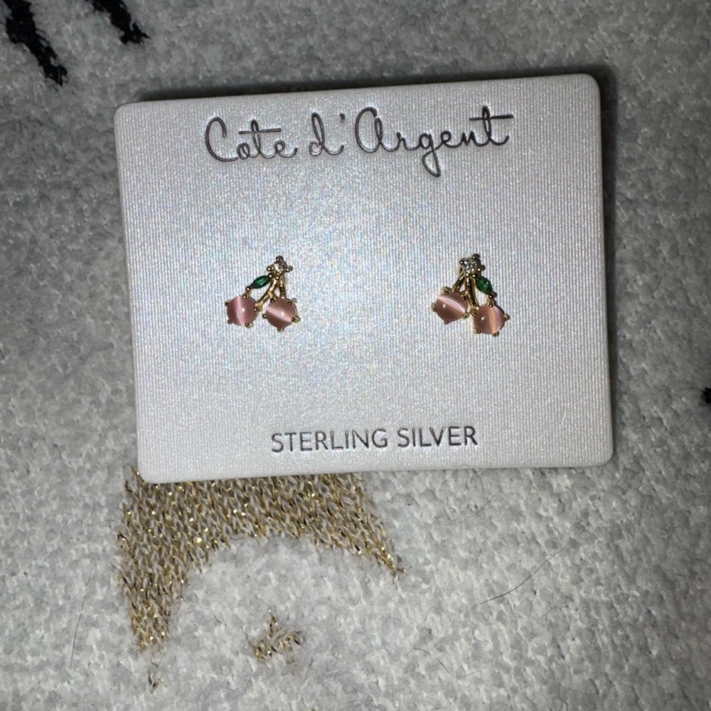 Pink and Green Sterling Silver Earrings